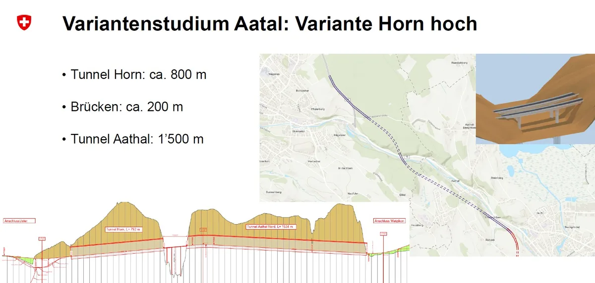#ffffff#1d1d1dnoneSo soll die Autobahnlücke im Aatal geschlossen werden: Planausschnitt rechts, Brückenprofil rechts oben und Längsschnitt unten links. #ffffff#1d1d1dnoneSo soll die Autobahnlücke im Aatal geschlossen werden: Planausschnitt rechts, Brückenprofil rechts oben und Längsschnitt unten links.